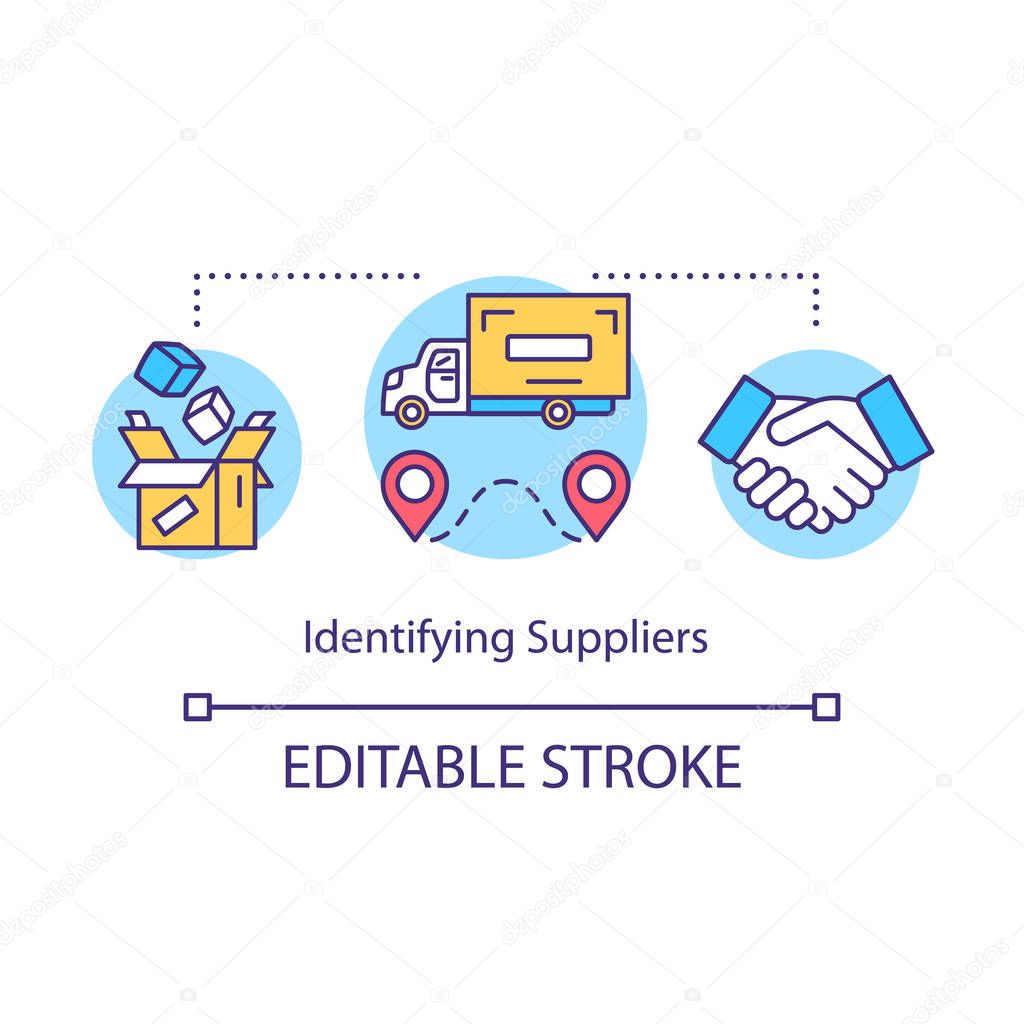 Indentifying suppliers concept icon. Local production system ide