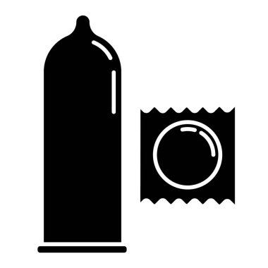 Prezervatif sembolü. Erkek gebelik önleyici. Güvenli seks. Korunmuş iz