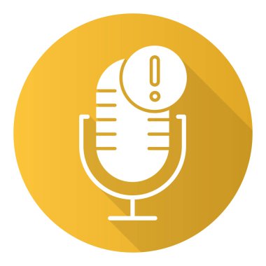 Sarı mikrofon teknik hatası düz tasarım uzun gölge kabartması 