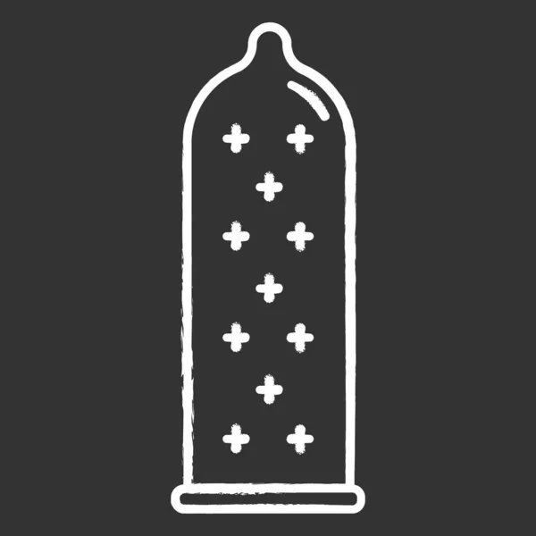 Icono de tiza anticonceptiva. Condón reutilizable de látex femenino con puntos — Vector de stock