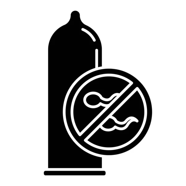 Kondomglyphen-Symbol. männliches Verhütungsmittel aus Latex. Sperma blockieren. Planlosigkeit — Stockvektor