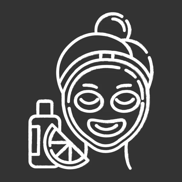 维生素C面罩粉笔图标. 护肤程序。 面部治疗 — 图库矢量图片