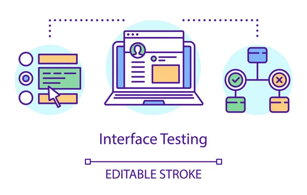 Icono de concepto de prueba de interfaz. Examinar la idea de diseño del programa delgado — Vector de stock