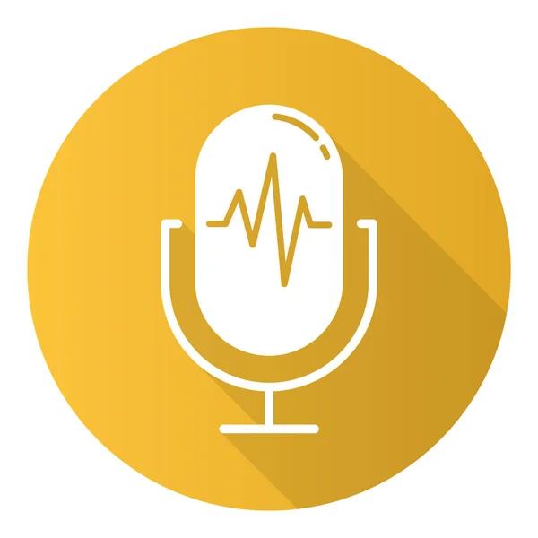 Yellow voice recording process flat design long shadow glyph ico — Stock Vector