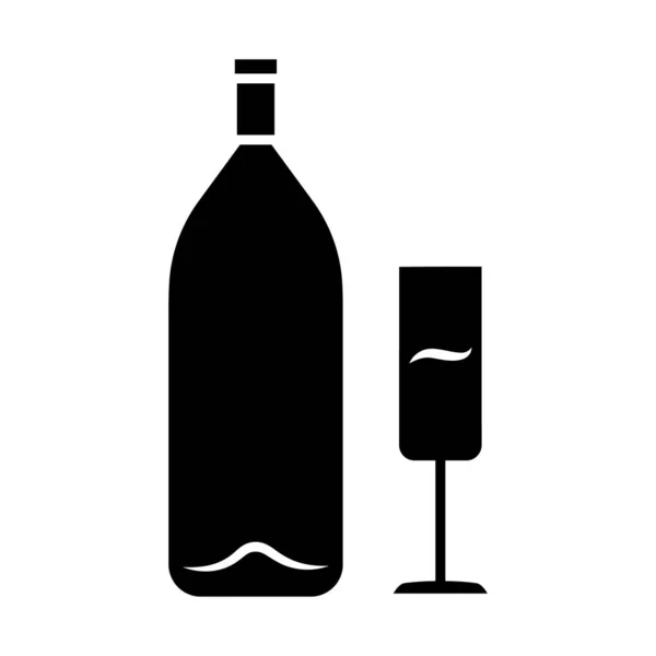 Glyphe de vin icône. Un bar à alcool. Bouteille et verre à vin. Alcool être — Image vectorielle