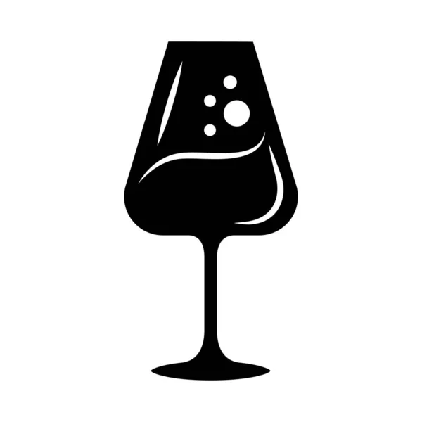 Efterrätt vin glas glyf ikon. Alkoholdryck med bubblor. Sw — Stock vektor