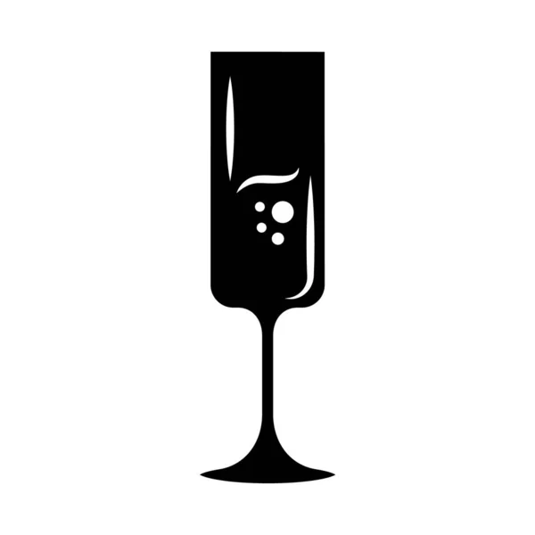 Glyf-ikonen i vinglas. Fort Wineglass. Champagne. Alkoholbevera — Stock vektor