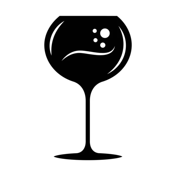 Weinglas-Glyphen-Symbol. Chardonnay Weinglas vorhanden. Alkoholgetränk — Stockvektor