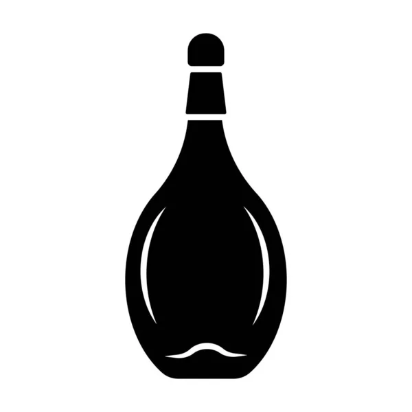 Wijndienst glyph pictogram. Alcohol drank. Chianti fles met c — Stockvector