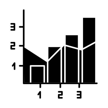 Karışık grafik simgesi. Doğrusal elementlerle birlikte dikey histogram. Bilgi şeması. Grafik iş sunumu. Diyagram. Pazarlama. Siluet sembolü. Boşluk yok. Vektör izole illüstrasyonu