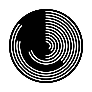 Kutup saati simgesi. Bilgi toplama şeması. İlerleme grafiği. Çubuklu yuvarlak diyagram. İş raporu görselleştirme. Siluet sembolü. Boşluk yok. Vektör izole illüstrasyonu