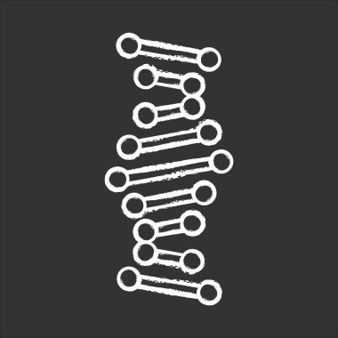 DNA helix chalk icon. Connected dots, lines. Deoxyribonucleic, nucleic acid structure. Spiral strand. Chromosome. Molecular biology. Genetic code. Genetics. Isolated vector chalkboard illustration clipart