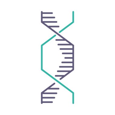 Hexagonal DNA helix violet and turquoise color icon. Deoxyribonucleic, nucleic acid structure. Spiraling strands. Chromosome. Molecular biology. Genetic code. Genome. Isolated vector illustration clipart