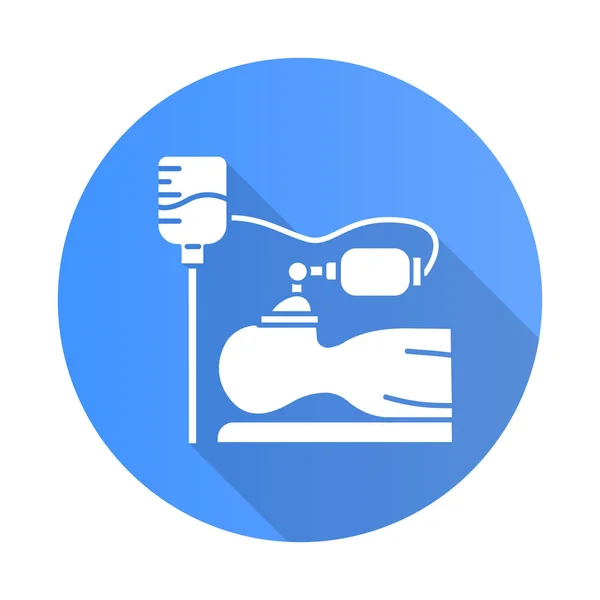 Icono Glifo Sombra Largo Diseño Plano Azul Anestesia Procedimiento Médico — Vector de stock