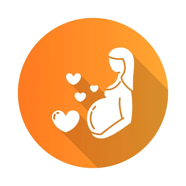 Cuidado Del Embarazo Naranja Diseño Plano Icono Glifo Sombra Larga — Archivo Imágenes Vectoriales