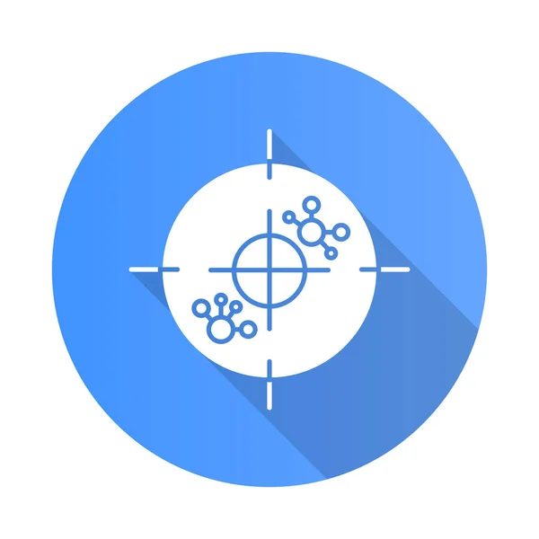 免疫療法ブルーフラットデザイン長い影のグリフアイコン 白血病の検査だ分子実験だリンパ腫細胞や抗体 免疫系だ医療処置だウイルスだベクトルシルエットイラスト — ストックベクタ