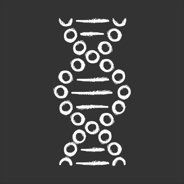 Dna螺旋粉笔图标 脱氧核糖核酸螺旋体 螺旋线 染色体 分子生物学 遗传密码 遗传学 孤立的矢量黑板插图 — 图库矢量图片