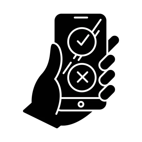 Glifo Encuesta Línea Icono Botones Lista Verificación Pantalla Del Smartphone — Archivo Imágenes Vectoriales