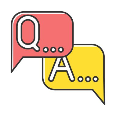 Soru & A araştırma renk simgesi. Sosyal araştırma. Sorular ve cevaplar anketi. Tüketici, müşteri memnuniyeti. Geri bildirim. Değerlendirme. Veri toplama. Sosyoloji. İzole vektör illüstrasyonu