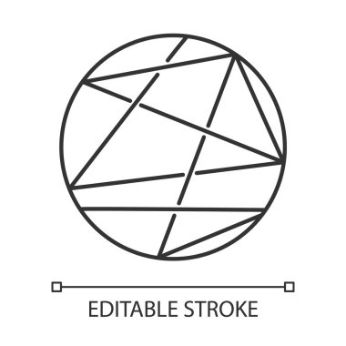 Yuvarlak şekilli doğrusal simge. Çizgiler küre içinde kapalı. Geometrik şekil. Soyut şekil. Isometric formu. İnce çizgili çizim. Contour sembolü. Vektör izole çizim. Düzenlenebilir vuruş