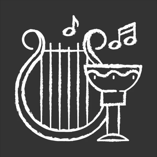 Ancienne Culture Icône Craie Vie Mélodie Harpe Gobelet Pour Vin — Image vectorielle