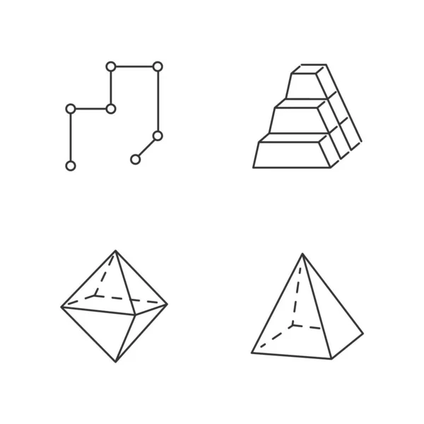 Figuras Geométricas Conjunto Ícones Lineares Linhas Tijolos Pirâmide Dupla Formas — Vetor de Stock