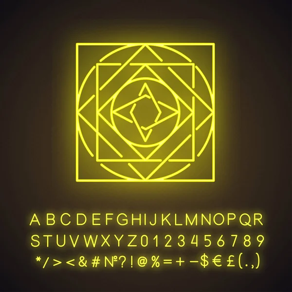 Abstrakte Figuren Isometrische Symbole Neon — Stockvektor