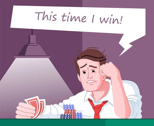 Gambling Obsession Flat Vector Illustration Casino Entertainment Addiction Obsessed Gambler — Stock Vector