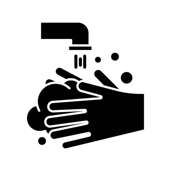 Rinse Hands Glyph Icon Hygiene Healthcare Common Cold Precaution Germ — ストックベクタ