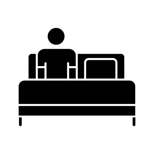 Ліжко Відпочиває Гліф Значок Людина Розслабляється Під Ковдрою Поширена Холодна — стоковий вектор