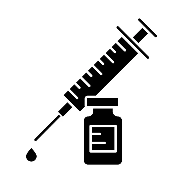 Ikona Vakcinačního Glyfu Injekční Stříkačka Injekční Lahvičkou Běžná Prevence Nachlazení — Stockový vektor
