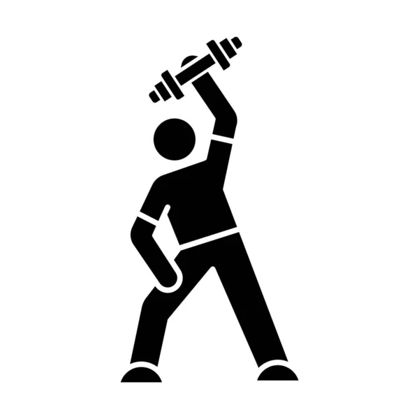 Ikona Cvičného Glyfu Cvičení Pro Muže Tělocvična Sportovec Troubou Kulturistika — Stockový vektor