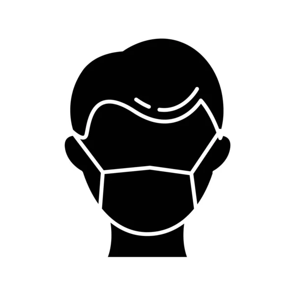 Ícone Glifo Descartável Máscara Médica Uma Constipação Comum Prevenção Gripe — Vetor de Stock