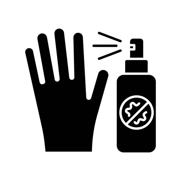 Glyphe Antiseptique Icône Sanitaire Désinfectant Nettoyage Des Mains Pulvérisateur Antibactérien — Image vectorielle