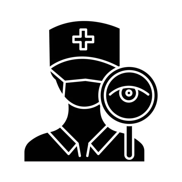 Doctor Visit Glyph Icon Common Cold Aid Clinic Hospital Worker — ストックベクタ