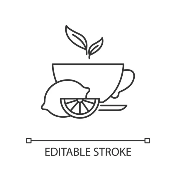 Ícone Linear Chá Limão Ajuda Comum Frio Chávena Chá Aromática —  Vetores de Stock