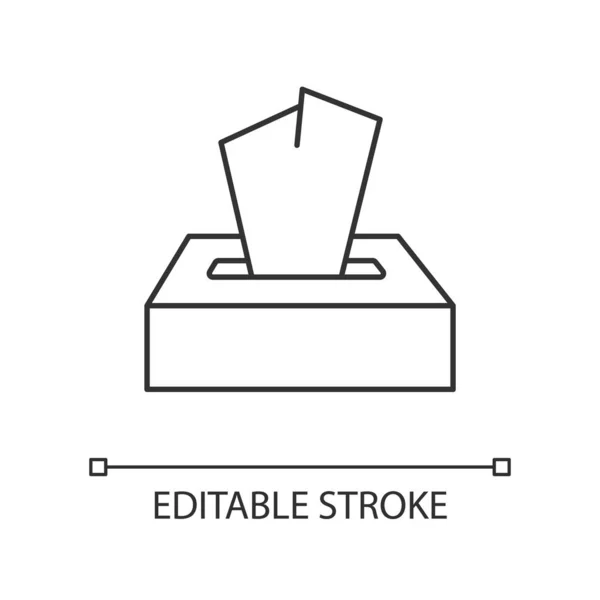 Toallitas Desechables Icono Lineal Caja Con Pañuelos Papel Higiénico Pila — Vector de stock