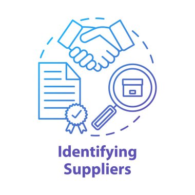 Malzeme konsept ikonu tanımlanıyor. Ticaret anlaşması. Anlaşma yapalım. Ortaklık. Hammadde ve mal teslimatı sözleşmesi ince çizgili çizgiler çiziyor. Vektör izole çizimi