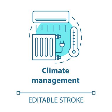Climate management turquoise concept icon. Smart house idea thin line illustration. Innovative technology for apartment. Heating control. Vector isolated outline drawing. Editable stroke