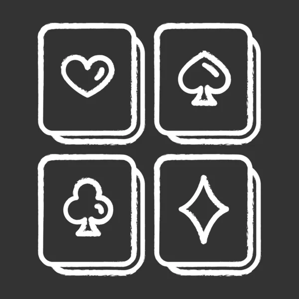 Playing Cards Puzzle Chalk Icon Logic Game Mental Exercise Challenge — ストックベクタ