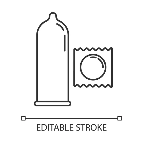Лінійна Піктограма Презервативів Протипоказання Сперміциду Безпечний Секс Захищений Статевий Акт — стоковий вектор