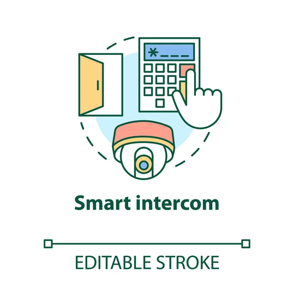 Ícone Conceito Intercomunicação Inteligente Idéia Sistema Segurança Ilustração Linha Fina — Vetor de Stock