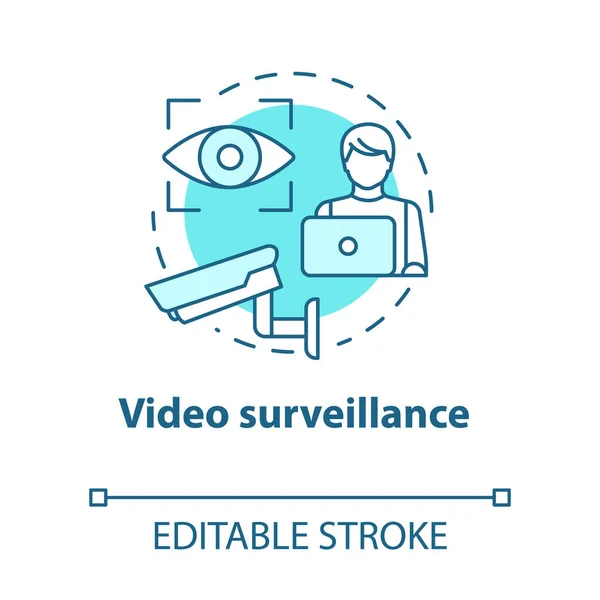 Icono Concepto Turquesa Videovigilancia Inteligente Casa Sistema Seguridad Idea Delgada — Vector de stock