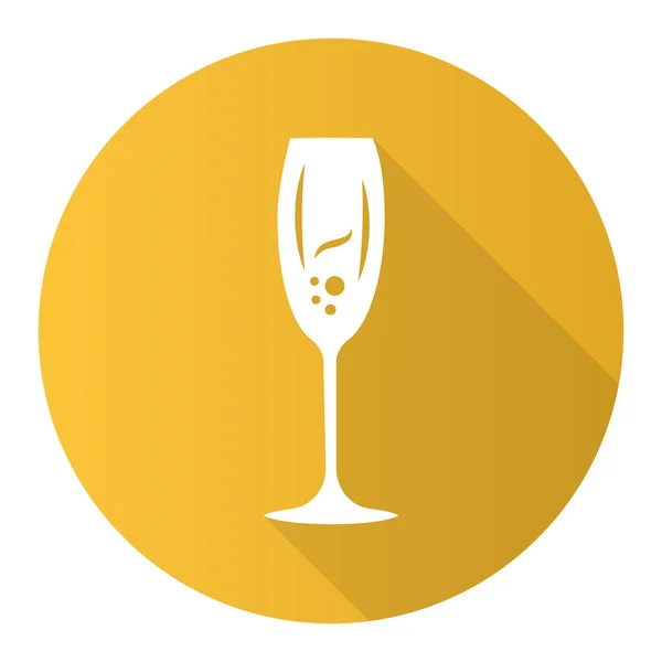 Vino Espumoso Amarillo Diseño Plano Icono Glifo Sombra Larga Tulipán — Vector de stock