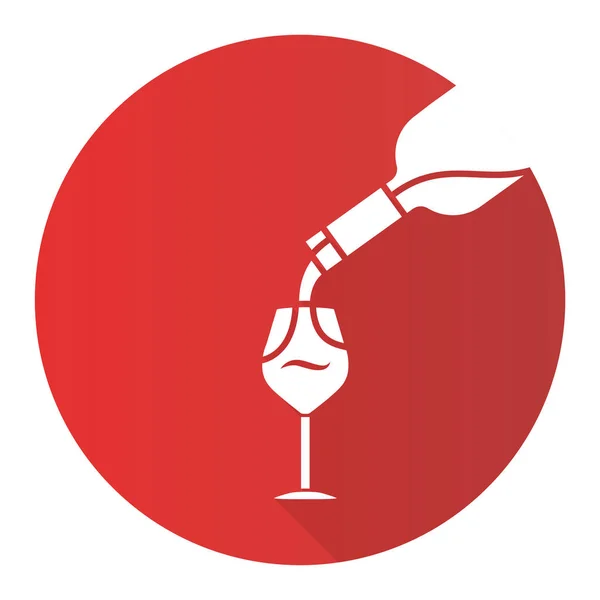 Víno Služba Červená Plochý Design Dlouhý Stín Glyf Ikona Alkoholový — Stockový vektor