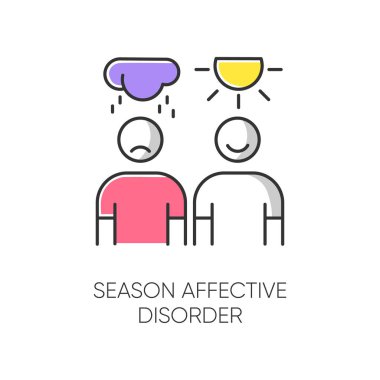Seasonal affective disorder color icon. Mood swing. Emotional change. Manic and depressive episodes. Anxiety. Low energy. Mental health. Psychological problem. Isolated vector illustration clipart