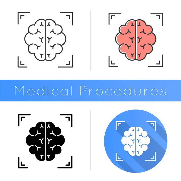 Ikon Scan Otak Neuroimaging Analisis Struktur Sistem Saraf Prosedur Medis - Stok Vektor