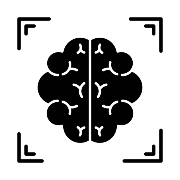 Brain Scan Glyph Icon Neuroimaging Nervous System Structure Analysis Medical — 图库矢量图片