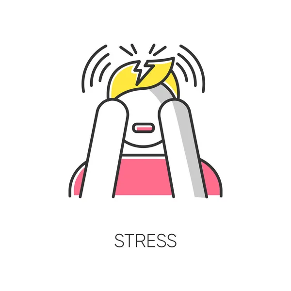 Stress Color Icon Anxiety Panic Attack Emotional Problem Distress Migraine — 스톡 벡터