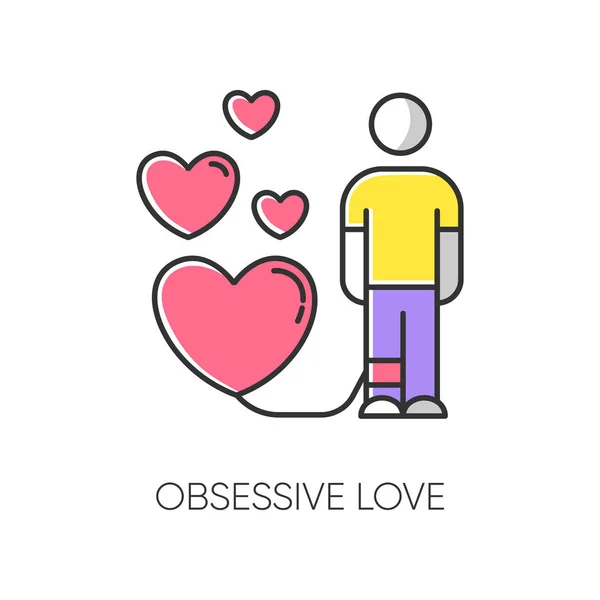 Obsessive Liebe Farbe Ikone Besitzstandsbeziehung Bindung Liebhaber Extremes Verhalten Leidenschaft — Stockvektor